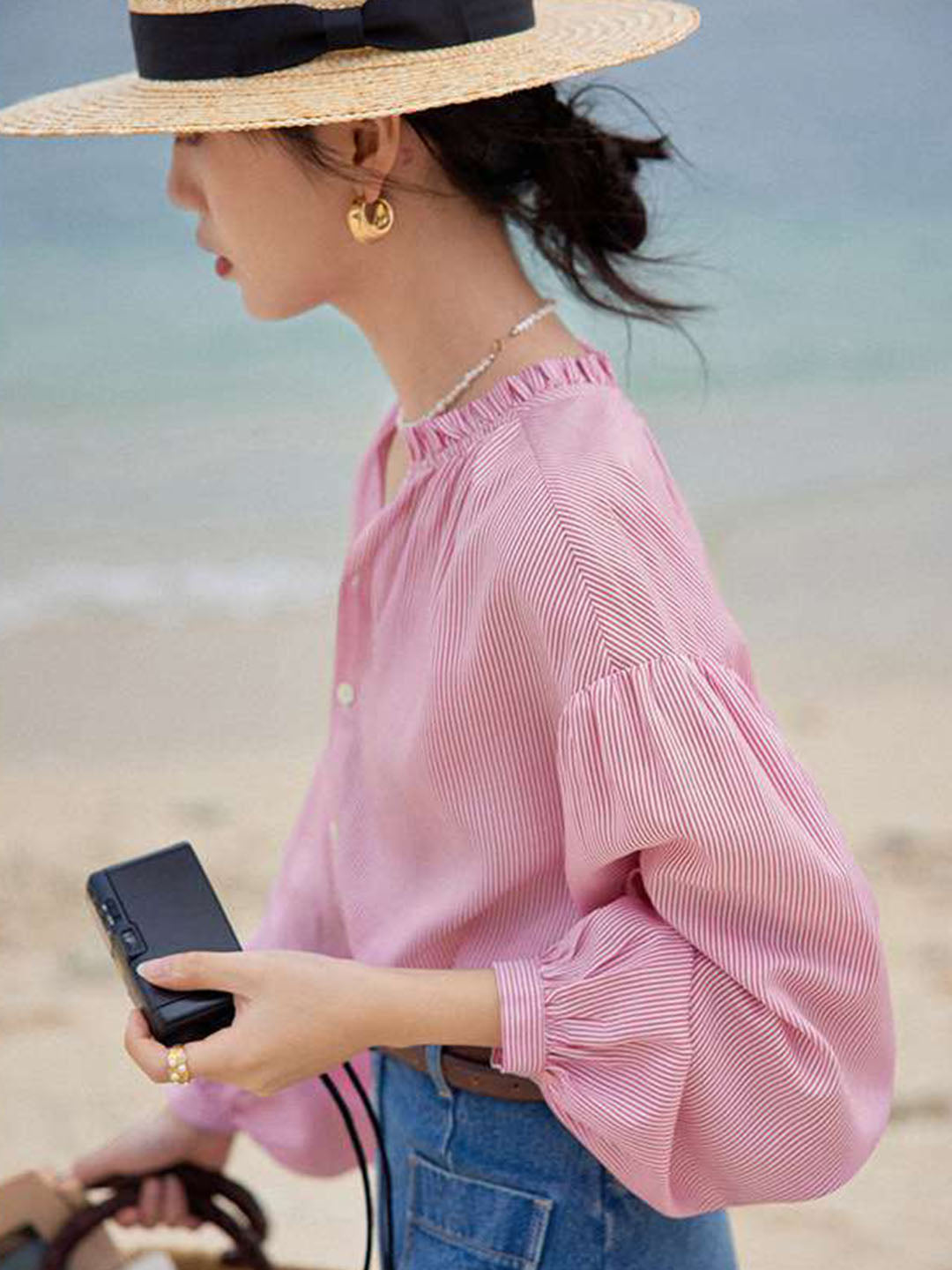 Ginette | Blouse Met Fijne Strepen – Chic En Zeker Comfort