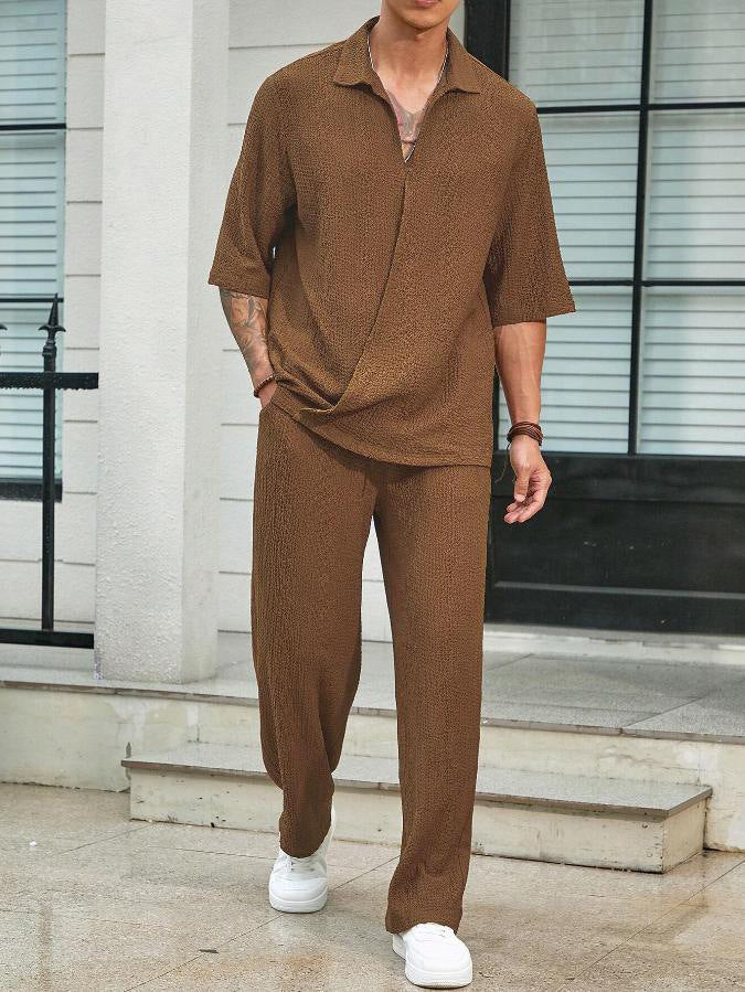 Bakary | Ensemble Tendance Hemd mit kurzen Ärmeln und fließender Hose