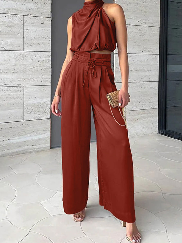 Marine | Chic Set – Asymmetrical Top and Flowing Pants