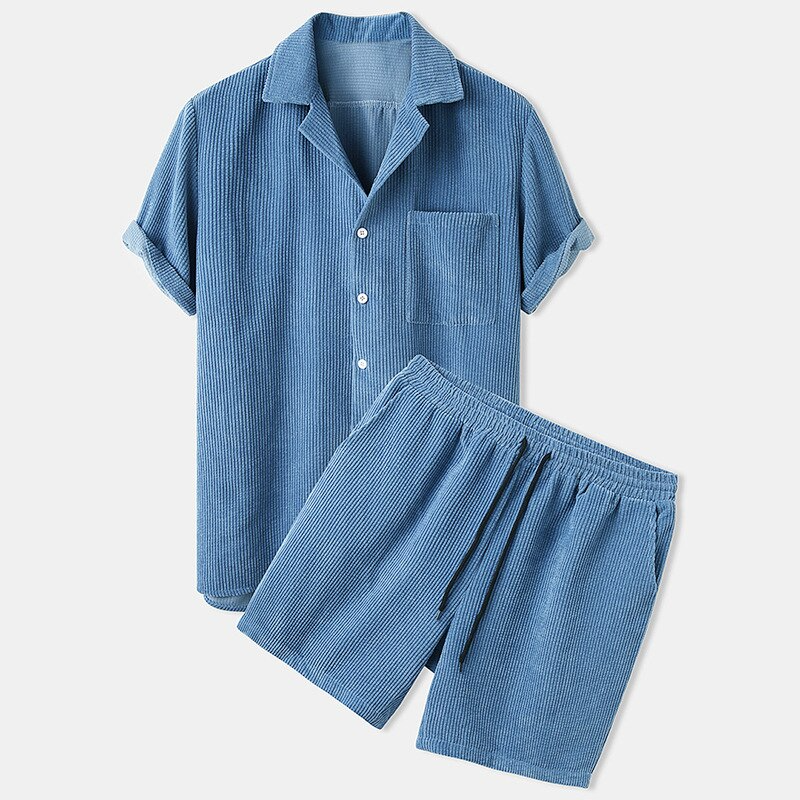 Emirhan | Herren Hemd und Shorts Set mit Textur 
