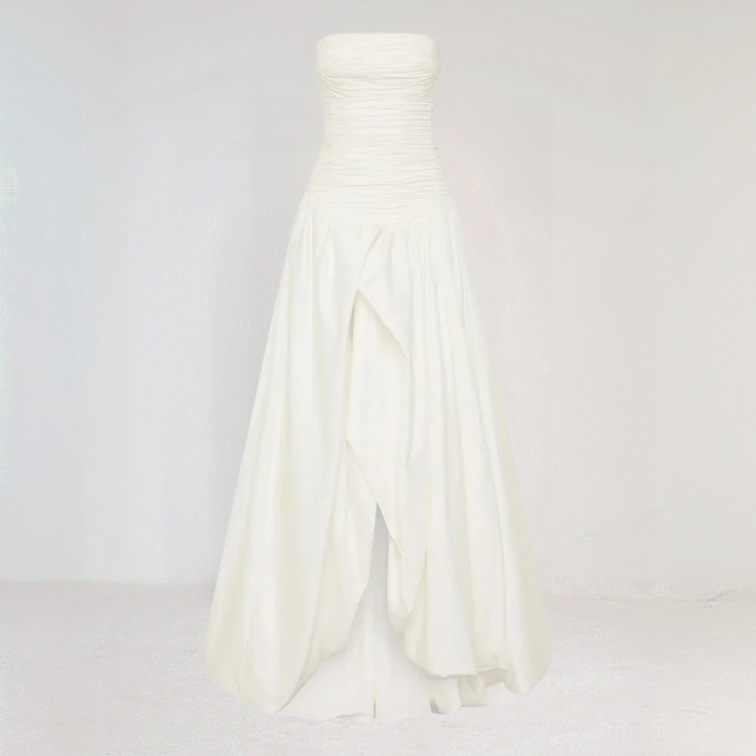 Anita | Long Dress Flared – Straight Neckline and Voluminous Hem 