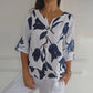 Jeanne | Elegant Blomstret Bluse – Sentral Knapping Og Korte Ermer 