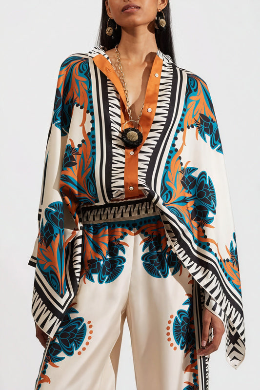 Inaya | Sada Kimono – Bohémsky potlač a voľné nohavice 
