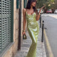 Cendrine | Vestido Brillante Largo – Tirantes Finos y Estilo Chic 