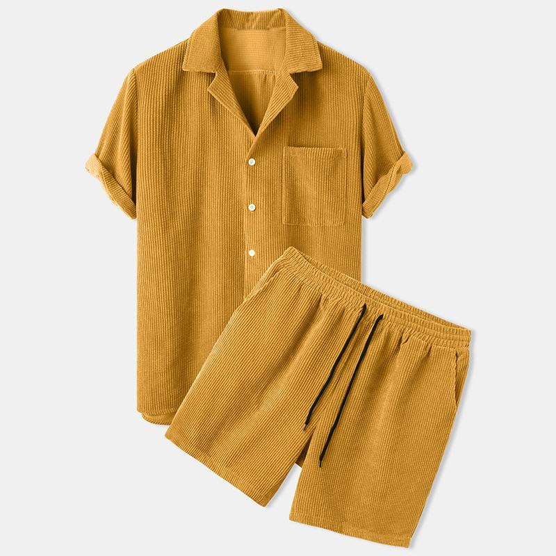 Emirhan | Herren Hemd und Shorts Set mit Textur 