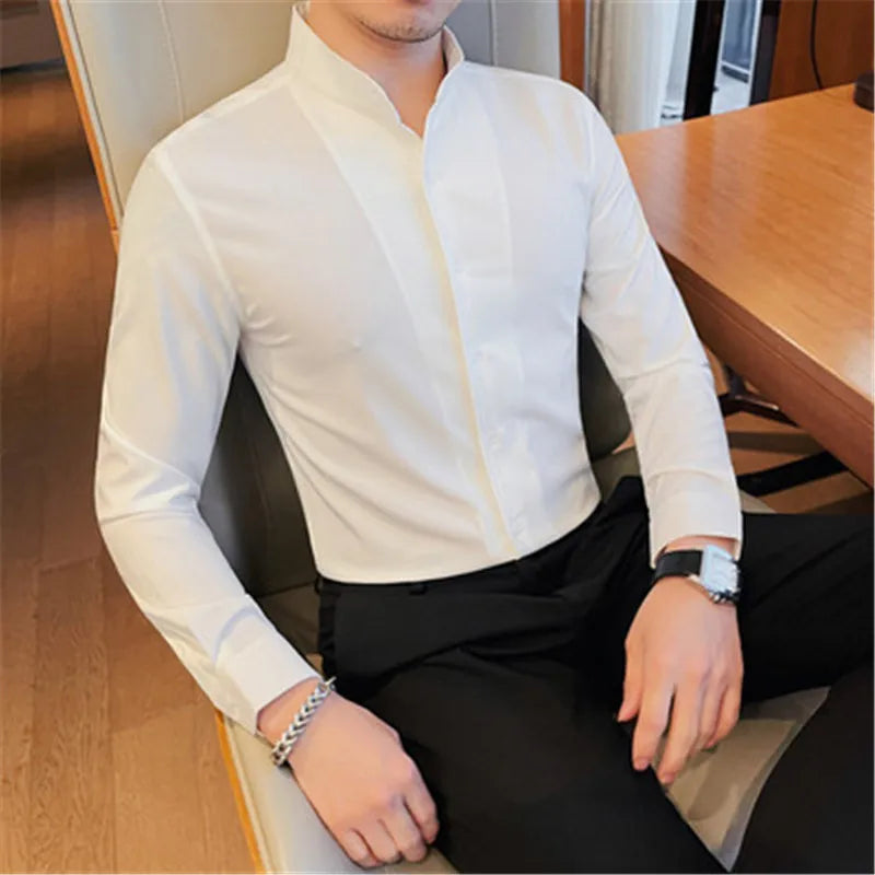 Nathan | Herrenhemd Slim Fit mit Stehkragen 