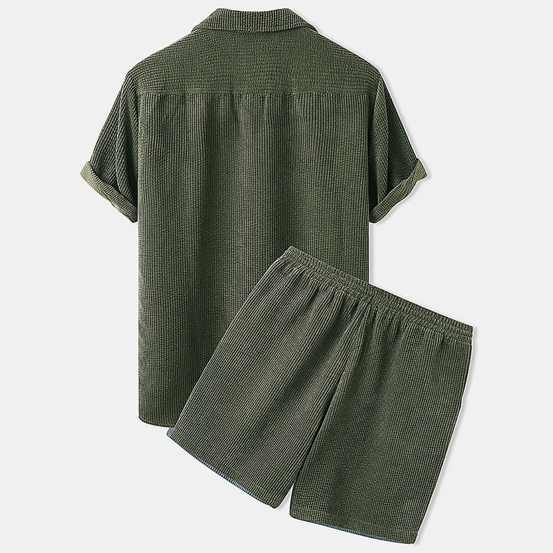 Emirhan | Herren Hemd und Shorts Set mit Textur 