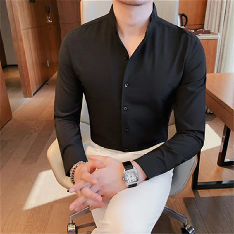 Nathan | Herrenhemd Slim Fit mit Stehkragen 
