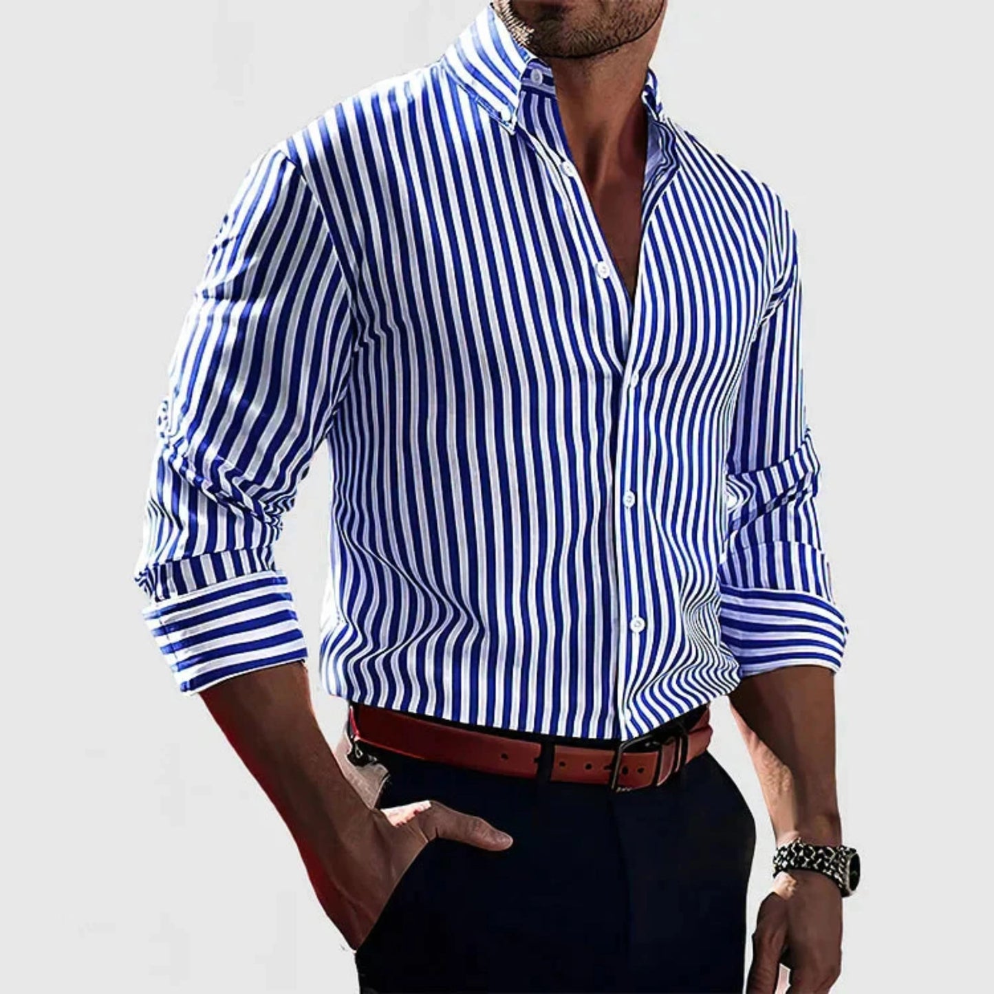 Sylvestre | Chemise Homme Rayée – Style Classique Et Moderne