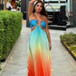 Ida | Pleated Long Dress – American Neckline and Elegance 