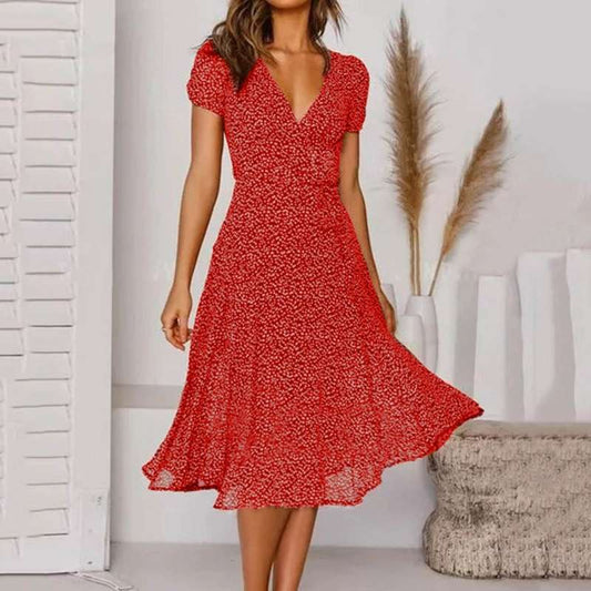 Nina | Rochie de Vară Fluidă – Decolteu în V și Confort Absolut 