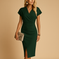 Marthe | Robe Midi Féminine À Col V Croisé
