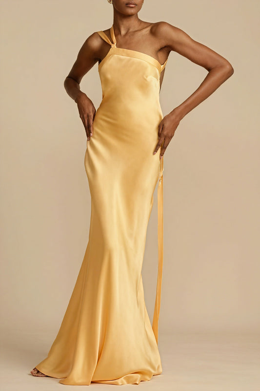 Flore | Rochie Lungă cu Un Umăr – Eleganță Asimetrică și Fluidă 