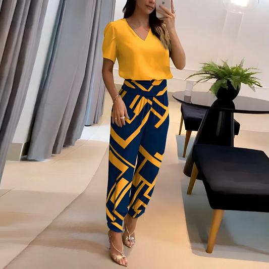 Clara|Elegant Set Topp Och Byxor 