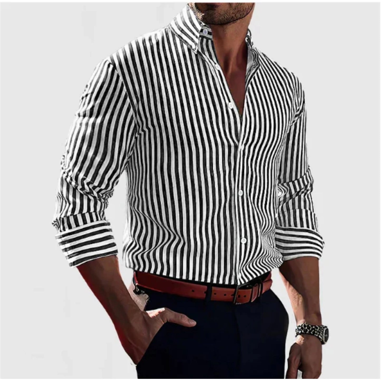 Sylvestre | Chemise Homme Rayée – Style Classique Et Moderne