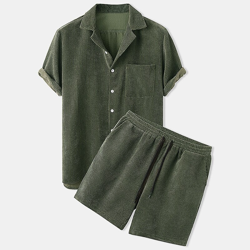 Emirhan | Herren Hemd und Shorts Set mit Textur 